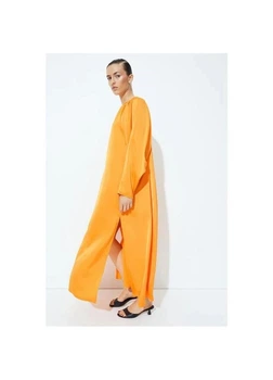 Платье длинное осеннее женское H&M 271094192 XL Оранжевое (2727000132101)