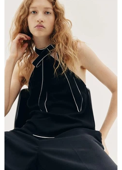 Топ женский H&M 271252550 L Черный/Белый (2727000120788)