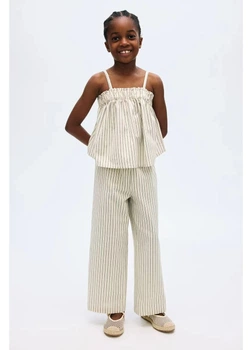 Детские штаны-палаццо для девочки H&M 271272995_trouser 134 см Бежевый/Синий (2727000115333)