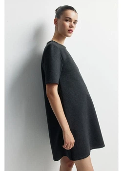 Платье для беременных короткое осеннее женское H&M 271253190 2XL Серое (2727000106263)