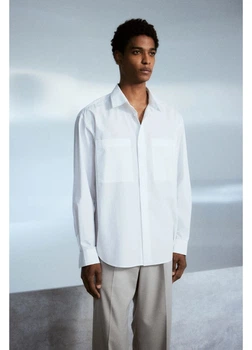 Сорочка бавовняна чоловіча H&M 271265539 L Біла (2727000138912)
