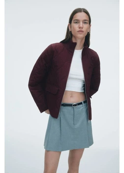 Куртка демисезонная короткая женская H&M 271294653 XXS Бордовая (2727000128364)