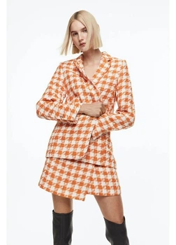 Юбка мини осенняя женская H&M 271144700 50 Оранжевый/Белый (2727000138097)