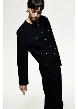 Піджак класичний короткий жіночий H&M 271231352 3XL Чорний (2727000127473)