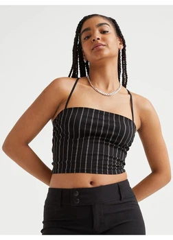 Топ женский H&M 271067128 L Черный/Белый (2727000137618)