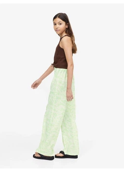 Подростковые штаны-палаццо для девочки H&M 271159584 152 см Салатовый/Белый (2727000142780)