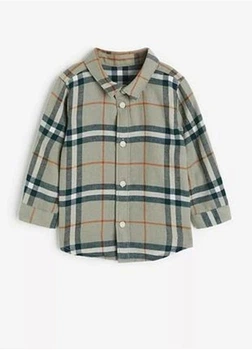 Дитяча сорочка в клітинку для хлопчика H&M 271163020 98 см Темно-зелена (2727000122447)