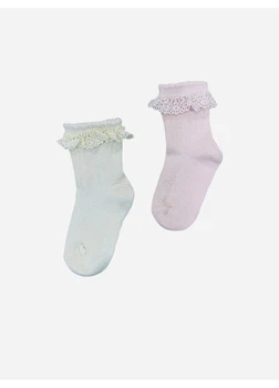 Набор детских носков хлопковых 2 пары для девочек H&M 278234748_2pcs 17-20 р Белый/Розовый (2727000115234)