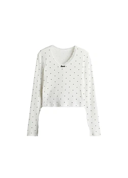 Подростковая пижамная кофта для девочки H&M 271205821 146 см Белый/Черный (2727000113100)