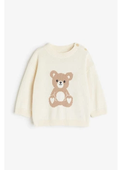 Дитячий в'язаний светр для дівчинки H&M 271161316 86 см Кремовий/Малюнок (2727000143008)