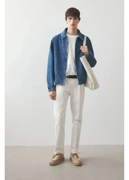Джинсова куртка чоловіча H&M 271262246 S Синя (2727000120443)