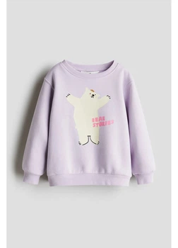 Дитячий теплий світшот на флісі для дівчинки H&M 271241902_bear 110 см Бузковий/Візерунок (2727000142162)