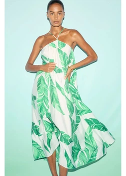 Сарафан женский летний H&M 271292122 XS Белый/Зеленый (2727000132576)