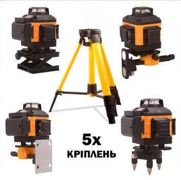 Лазерный уровень 3D/4D 16 линий со штативом и кронштейном Fixit Laser, профессиональный нивелир в кейсе