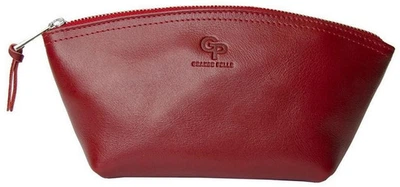 Косметичка Grande Pelle из натуральной кожи красная 11×24×7 5 см стильный аксессуар для макияжа и хранения косметики 53465