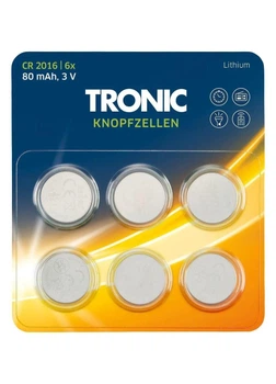 Батарейки таблетки 6 шт TRONIC CR 2016 Lithium 3V (N1-00877)