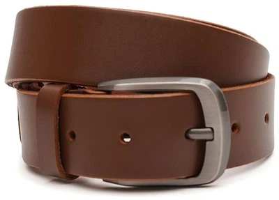 Мужской кожаный ремень Borsa Leather коричневый из натуральной кожи классический для брюк и джинсов 115 см 70469