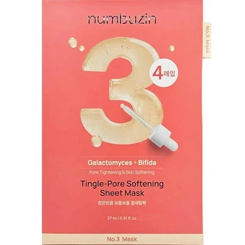 Тканинна маска для обличчя NUMBUZIN No.3 Triple-Pore Softening Sheet Mask, 27 мл / 1 шт — маска для очищення та звуження пор