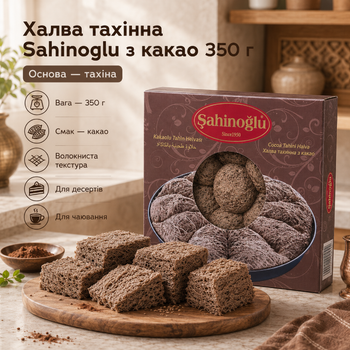 Халва кунжутная Sahinoglu тахинная из какао 350 г восточный десерт на основе тахины