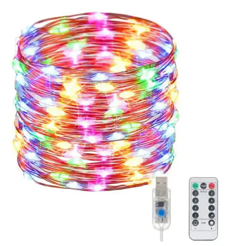 Гирлянда "Роса" 60 м 600 LED разноцветная (MULTI) с USB и пультом ДУ
