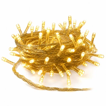 Светодиодная гирлянда 120 LED 10 м на белом кабеле Yellow