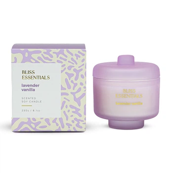 Свеча в стеклянном подсвечнике Kaktus Bliss Essentials Lavender vanilla 230гр