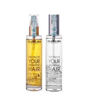 Набор Luxliss KERATIN: кератиновая сыворотка для волос Hair Serum 50 мл + кератиновый спрей-термозащита Shine Mist 50 мл