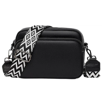 Стильна жіноча сумка cross-body з натуральної шкіри Wide-770 чорна