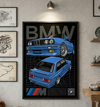 Постер в рамці BMW E30 M Sport – Blue Heritage Edition 30х40см