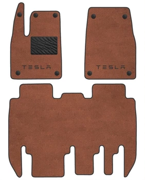 Двошарові килимки Sotra Premium Terracotta для Tesla Model X (mkI)(5 місць) 2021→ (ST 10053-CH-Terra)