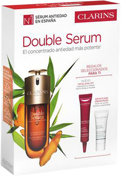 Набір для догляду за обличчям Clarins Double Serum Сироватка для обличчя 50 мл + Крем для шкіри навколо очей 7 мл + Маска для обличчя 8 мл (3666057465833)