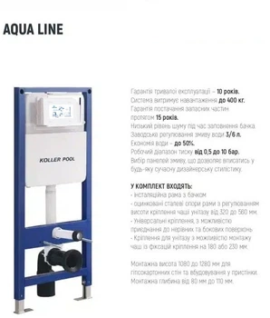 Інсталяція KollerPool AQUA LINE + EDGE Black панель змиву + підвісний унітаз ROUND з сидінням Soft-close ( змив Tornado )