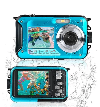 Водонепроницаемая цифровая камера 4K 48MP с двойным экраном — для подводной съемки подводная съемка до 3 м