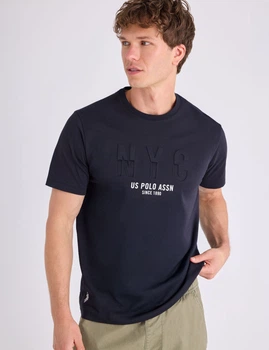 Мужская футболка U.S Polo Assn с 3D принтом NYC High Quality Urban Style XXL чёрная