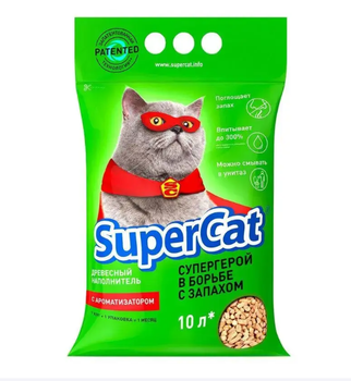 Деревний наповнювач для котячого туалету SuperCat з ароматом 10л