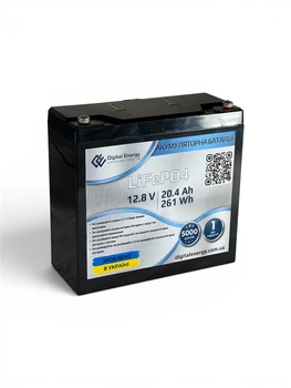 Акумуляторна батарея Digital Energy LiFePO4 Літій-залізо-фосфатний 12.8V 20Ah 256Wh BMS