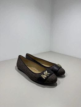Жіночі балетки Michael Kors Jilly Ballet Flat на низькому каблучку класичні елегантні з монограмою коричневі 36