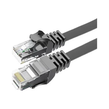 Патч-корд 1м, UTP, сat 6, CU, AWG32, TopSpeed Cable Ethernet RJ45 Splitter Network Flat Cable, Black Essager (EXCWXB-JS01)