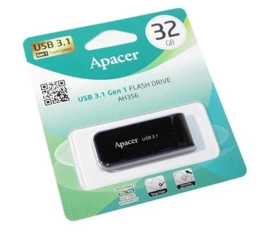 Флеш накопитель USB 32Gb AH356, Black, USB 3.2 Gen 1 (AP32GAH356B-1) Apacer (teh0029147)