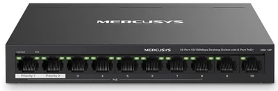 Коммутатор MS110P 10-портовый 10/100 Мбит/с (8 портов PoE+), 2xLAN 10/100Mbit, металл, Mercusys (teh0028259)