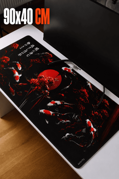 Ігровий великий килимок для миші 900x400x4мм на весь стіл Spider Lilly | Геймерська водостійка поверхня 90 х 40 см товстий коврик для мишки Control + Speed 900 х 400 мм Чорний+Червоний 900x400x4мм (999679)