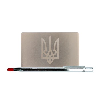 Метал для зберігання сід-фрази Ukrainian Trident Mini Plate, пластина 1шт 55x90мм + гравірувальна ручка