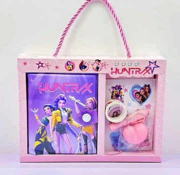 Подарочный канцелярский набор K-POP HUNTRIX для девочки – блокнот, декоративный скотч, наклейки и аксессуары