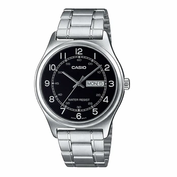 Мужские наручные часы Casio MTP-V006D-1B2 серебристые с черным циферблатом