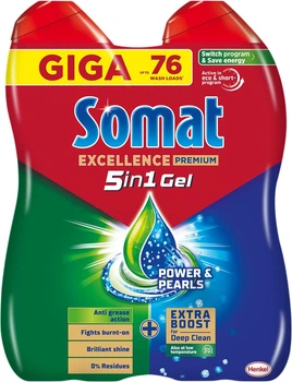 Упаковка гелів для миття посуду в посудомийній машині Somat Exellence Duo Gel Антижир 684 мл + 684 мл (9000101819199/9000101850024)