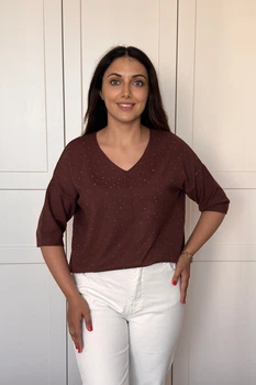 Светр INEDIT 10852 Brown ONE SIZE