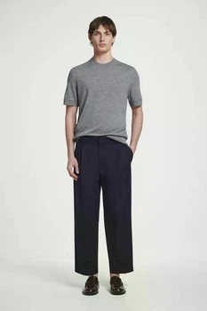 Футболка чоловіча з вовни cos slim-fit merino wool t-shirt 1263816002 L Сірий