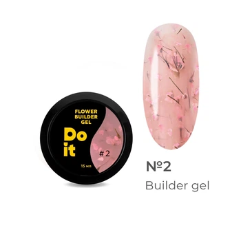 Гель для наращивания ногтей Builder gel Do it с сухоцветами №2 пыльно-розовый 15 мл