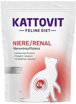 Сухий дієтичний корм для котів Kattovit Veterinary Niere Renal з захворюваннями нирок та хронічною нирковою недостатністю 1.25 кг (4000158771407)
