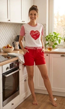 Пижама женская футболка и шорты Sahinler Dana S/M красная
